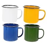 Cabilock 4 Stück Emaille-Becher Outdoor-Becher Teetassen-Set Emaille Camping Geschirr kaffeetassen set Emaille Mug spezieller Messbecher transparente Tasse Bierkrug Lagerfeuer-Becher