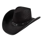 TrendandStylez Cowboyhut schwarz, Sheriff, Filzhut Wilder Westen für Damen und Herren, JGA, Mottoparty, Fasching Karneval