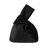 Muka Velvet Knotentasche Knot Handgelenktasche Knot Wristlet Bag Tasche Abendtasche im japanischen Stil- Schwarz