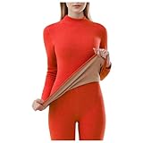 Vhersily 2025 Thermounterwäsche Set Damen Thermowäsche mit Unterwäschefunktion Atmungsaktives Basisschicht Trikot Nahtlose Thermische Langarm T-Shirt und Nachthose Sleepwear für Radfahren