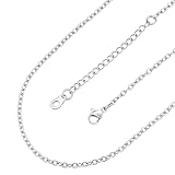 FaithHeart Edelstahl Ankerkette für Damen Mädchen, 2mm Silber Rolokette 45cm lang, Kette ohne Anhänger für Geburtstag Muttertag Valentinstag