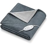 Beurer HD 75 Dark Grey Heizdecke, kuschelig weiche Wärmezudecke, 6 Temperaturstufen, maschinenwaschbar, mit Abschaltautomatik und besonders sicher, dunkelgrau, 180 x 130 cm