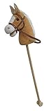 Sweety Toys 5109 Steckenpferd Goldy 'My Donner', super-süss, Sweety-Toys,Farbe Goldbeige -sehr edel- mit weißer Mähne mit Funktion Gewieher und Galoppgeräusch ,Größe ca.100 cm Top Qualität mit Haltegriffen und Laufrollen aus Holz