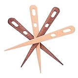 NUOBESTY 4 Stück Gobelin-Stricknadeln Perlennadel Garnschnur-Stricker-Webstäbchen Webschiffchen Webnadeln wandteppiche kunsthandwerk Stricknadel mit großem Öhr Strick- und Webwerkzeuge Holz