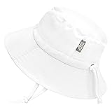 Jan & Jul Verstellbarer Baby Sonnenhut, Ideal zum Schwimmen (M: 6-24 Monate, Weiß)
