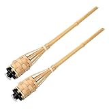 HOMSFOU 2st Bambusfackel Flackernde Flammenfackeln Protokoll Party Solare Wegebeleuchtung Künstliches Fackelspielzeug Schlag Flammenlos Tiki-kerze Verbrennungsanlage Feuerfackel Beige