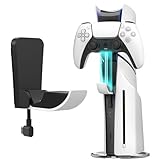 Fosmon - PS5 & PS5 Slim Ständer mit 3 stufig Lüfter und RGB Licht, PS5 Standfuß mit 4 USB Ports/PS5 Controller Ladestation/Headset Halter/Remote Steckplatz/14 Spiele Aufbewahrung für PS5 Zubehör