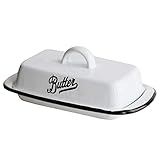 Butterdose – Emaille-Käse- und Desserttablett mit Deckel – traditioneller Küchen-Aufbewahrungsbehälter für Zuhause