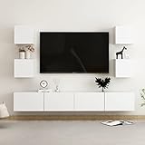 CCCINER 6-TLG. TV-Schrank-Set Weiß Holzwerkstoff,Modernes & praktisches WandregalSet für Fernseher und Stauraum TV-Bänke, TV-Möbel