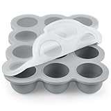 Aolso Babynahrungs-Aufbewahrungsbehälter, 12 Fächer Babynahrung Einfrieren Behälte aus mit Silikon Deckel, Perfekt für Hausgemachte Babynahrung, Gemüse, Eiswürfeln,Fruchtpüree und Muttermilch (Grau)