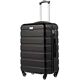 COOLIFE Koffer Premium Koffer Hartschalenkoffer Trolley Rollkoffer Reisekoffer Kofferset Handgepäck mit TSA-Schloss und 4 Rollen (Mondnacht schwarz, Mittelgroßer Koffer)