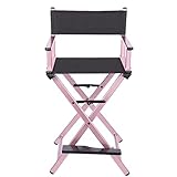 Professioneller Make-up-Künstler, Regiestuhl, zusammenklappbar, Aluminium, tragbarer Stuhl für Make-up-Künstler (Rosa)