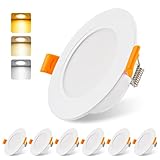 LED Einbaustrahler 230V 6 Stück, IP54 Einbauleuchten 5W 500LM, Bad Einbauspot 3000/4000/6000K, Deckenstrahler Einbautiefe 25MM für Badezimmer Wohnzimmer Küche Schlafzimmer