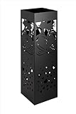 Neustein Schirmständer mit modernem Design aus Metall für Heim und Büro, Katzen Design, 2 Haken, 2X Wasserauffangschale herausnehmbar, 15,5x15,5x49cm, schwarz, quadratisch, Regenschirmständer, SC5001