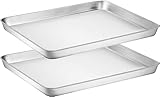 Terlulu Backblech, 2 Stück Edelstahl Kuchenblech Backofenblech, Rechteckige Ofenblech für Backen Braten Servieren zum Backen/Braten/Servieren, 40 x 30 x 2,5 cm, Ungiftig & Gesund, Spülmaschinenfest