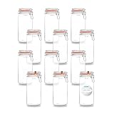 BAUER Flaschenbauer - 12 -teiliges Set Drahtbügel-Vorratsgläser 1550ml, geeignet als Einmach- und Fermentierglas, zur Aufbewahrung, zum Befüllen, Drahtbügelgläser Inklusive Etiketten - Made in Germany