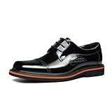 MlYJmer Herren Leder Hochzeit Party Schnürschuhe Business Oxfords,Schwarz,42 EU