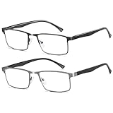 Fsread 2er-Pack Lesebrille Herren, Leichte Blaulichtblockierende Metallrahmen Herren Lesebrille +1.5