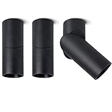SSC-LUXon 3er Set TOBI-L Spotstrahler 2-in-1 für Wand & Decke Fassung für 1x GU10 - Spot Deckenstrahler schwarz drehbar schwenkbar