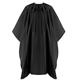 AOZUO Schwarz Friseurumhang,Umhang Friseur Zubehör,Elastischen Haken Haarschnitt Friseurumhänge Barber Friseursalon Umhänge Cape Wasserdichter Haarschneideumhang für Salon Haarschneiden Friseur