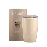 FLSK CUP • Coffee to go-Becher aus Edelstahl – vakuumisoliert • Stilvoll unterwegs genießen mit Deinem CUP Sand. • ohne BPA, rostfrei, dicht – 350 ml