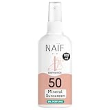Naïf - Mineralisches Sonnenschutzspray - für Baby & Kind - 0% Parfüm - LSF 50 - Spray ohne Octocrylene - UVA und UVB Schutz - Wasserresistent - Dermatologisch Getestet - Ohne Mikroplastik - 100ml