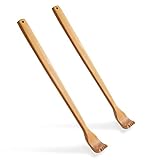 2 Stück Holz Rückenkratzer, Kratzhand Rückenkratzer, für Sofortige Linderung von Juckreiz Körper Entspannung, Back Scratcher with Long Handle (Holzfarbe)