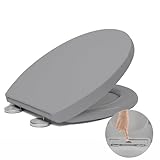 WC-Sitz Soft Close, Soft Close WC-Sitz mit Schnellverschluss für einfache Reinigung, Standard-Klo-Toilettensitze, O-Form, einfache Befestigung oben, Universal-Toilettensitz, Grau
