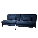 COMHOMA Sofa Schlafsofa mit Schlaffunktion, überzug Futon Klappsofa, Bettcouch, ecksofa, Couch Gästebett, 3-Sitzer Sofa, mit verstellbare Rückenlehne aus Stoff dunkelblau