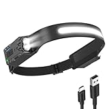 Diboniur Stirnlampe, Stirnlampe LED Wiederaufladbar mit 8 Leuchtmodi, 340° Weitwinkel Kopflampe mit Bewegungssensor, IPX4 Waterproof Stirnlampe LED für Laufen, Angeln, Radfahren, Camping