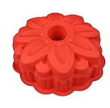 GMMH Gugelhupf Backform aus Silikon in Blumenform (Rot), Silikonbackform Blume Backform, Gugelhupfform, Kuchenform aus Silikon, Form, Silikonform, Brotbackform Obstbodenform Marmorkuchen Rührkuchen