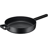 WMF Flavour Schmorpfanne 28 cm Induktion, Servierpfanne, Gusseisen Pfanne Induktion, Gusseisen emailliert, hoher Rand, backofenfest, moderne Eleganz, schwarz