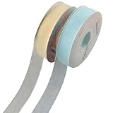 YYlingx Organzaband, durchscheinendes Band für alle Bastelarbeiten und Nähen, Geschenkverpackungen, Keksverpackungen, Hochzeitsdekoration, 2,5 cm x 22,7 m (Hellblau, Weiß), 2 Rollen