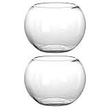 Angoily Klarglas-Bubble-Schale Klarglas-Vase 2Er-Set 4 7 B X 3 9 H Glas-Fischschale Runde Kerzenhalter Klare Bubble-Vase Rundes Terrarium Goldfischglas Für Hochzeit Heimdekoration