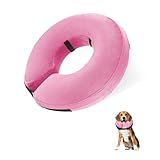 GIDWRIY Halskrause Hund Aufblasbar Rosa,Schutzkragen Hund,Hundekragen Leckschutz,Halskrause Katze,Kragen für Hund Nach Op,Weicher Halskragen Katze,Wiederherstellung Halsband Einstellbar -S