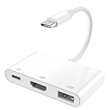 APKLVSR [MFi-Zertifiziert] USB-C HDMI Adapter 3-in-1 4K HDMI, 100W PD Ladeanschluss & USB 3.0 Hub, Kompatibel mit iPhone 15/16/17, iPad, MacBook & Laptops, Plug & Play