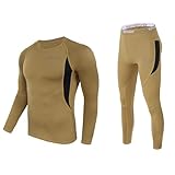 KONG JIMFAN Thermo Unterwäsche Set,Warm Funktionsunterwäsche Skiunterwäsche Flexibel Thermounterhemd Thermounterhose Winter Unterwäsche für Männer Tops and Hosen（Light Brown,XXL）