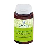 BioPräp 5-HTP Plus Melatonin & B6 | 120 Kapseln | vegan | aus Schwarzbohnenxtrakt (25% 5-Hydroxytryptophan) | 0,5 mg Melatonin & Vitamin B6 | Made in Germany | zertifizierte Produktion