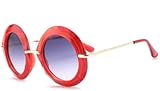 NIUASH Sonnenbrille polarisiert Gelber Rahmen Runde Vintage Sonnenbrille Übergroße Black Circle Brille Frauen Luxus Grün Rot Sommerbrille Uv400-C4_red_Frame