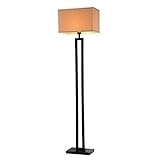 Vintage LED Stehlampe mit Leinenstoff Schirm Moderne Stehleuchte mit Metallsockel 5W LED Birne Warmweißes Licht Leselampe für Wohnzimmer Restaurant und Flur