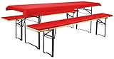Brandsseller Bierbankauflagen-Set WM-Edition - 5 Sterne zum aufbügeln, Zwei Tischdecken 1x Deutschlandflagge und 1x Rot-Uni 240x90 cm Bank 220x25x1,6 cm - WM-Edition/Rot