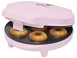 Bestron Donut Maker im Retro Design, Mini-Donut Maker für 7 kleine Donuts, inkl. Backampel & Antihaftbeschichtung, 700 Watt, Farbe: Rosa