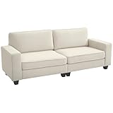 HOMCOM 3-Sitzer Sofa, Couch mit Armlehnen, Rückenkissen, Wohnzimmersofa mit Cordbezug, Federkern, Polstersofa für Wohnzimmer, Schlafzimmer 227 x 84 x 87 cm, Cremeweiß