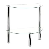 HAKU Möbel Beistelltisch Chrom, Metall, Sicherheitsglas - Maße: B 45 cm x H 47 cm x T 22 cm, Style: Modern