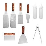 PAMINGONO 9 Teiliges BBQ Griddle Werkzeugset Aus Edelstahl Praktische Grillutensilien Für Perfekte Grillmomente Hochwertige Grillzubehörteile Für Gasgrill Und Holzkohlegrill