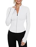 IECCP Damen Trainingsjacke Laufjacke Gym Jacke Sportjacke Langarm Kruz Fitness Oberteil Leicht mit Daumenloch