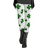 Nidddiv St. Patrick's Day Lang Bedrucktes Leggings Damen Kleeblatt Drucken Strumpfhose Hohe Taille Regular Yoga Leggins Strumpfhose Blickdichte Sweathose Elastisch Sporthose Frauen Yogahose