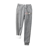 Damenhose, Winter, warm, Arbeit, lässig, Fleece, bedruckt, Weihnachten, Thermohose, Weihnachten, gefüttert, Damenhose, elastischer Bund, Jogginghose, Grau, Medium