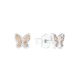 s.Oliver Ohrstecker 925 Sterling Silber Mädchen Kinder Ohrschmuck, mit Zirkonia synth., 0,5 cm, Silber, Schmetterling, Kommt in Schmuck Geschenk Box, 2036819