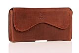 MATADOR Leder Gürteltasche Handytasche kompatibel mit Apple iPhone 15 Pro/ 15/14 Pro/ 14/13 Pro/ 13/12 Pro/ 12/11/ XR GürtelClip/Schlaufe MagnetverschlussBraun